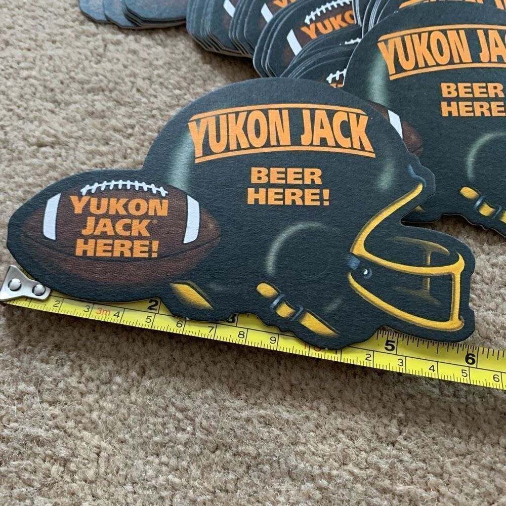 Yukon Jack Beer Here Football Helmet Double Coasters Lot Of 30